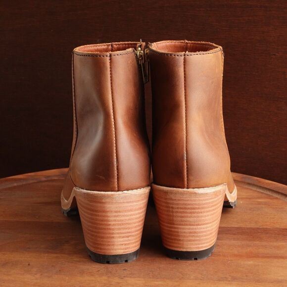 Portland Leather Patina Boots Womens Size 9 Brown Leather Ankle Side Zip Heeled - Picture 9 of 16